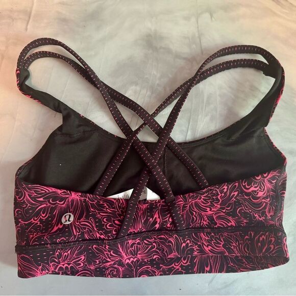 LULULEMON Energy Bra Strappy Sports Bra Black Pink Red Infinity Energy Print 6 - Picture 2 of 8